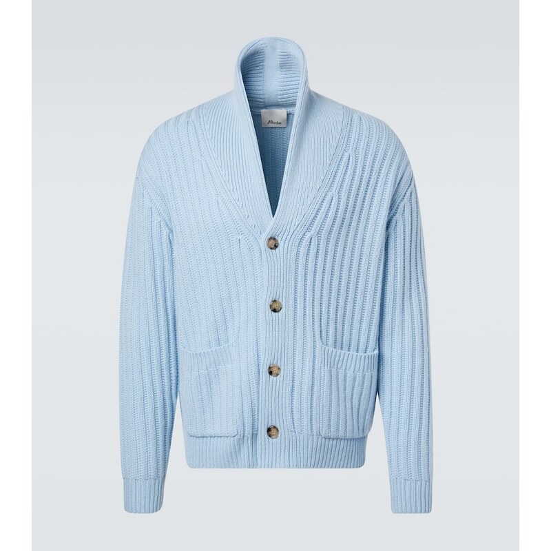Allude Ribbed-knit wool and cashmere cardigan 68268404