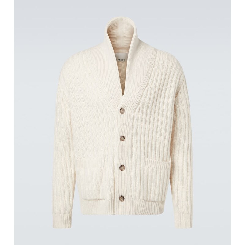Allude Ribbed-knit wool and cashmere cardigan 68145554