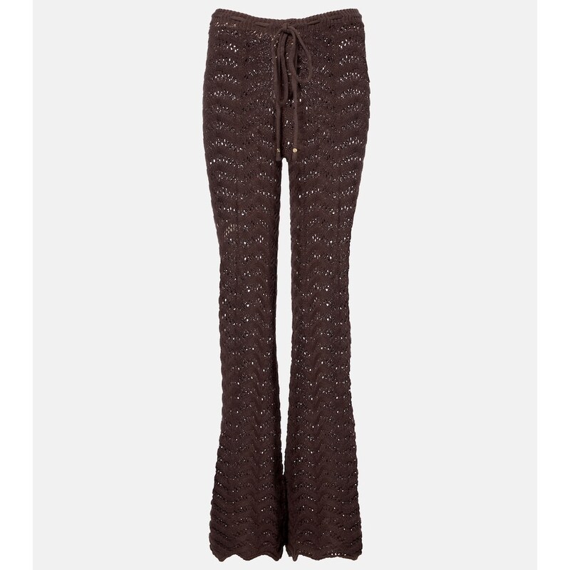 Bananhot Kim open-knit cotton-blend flared pants 68017675