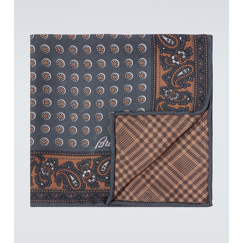 Brioni Printed silk twill scarf 68154223