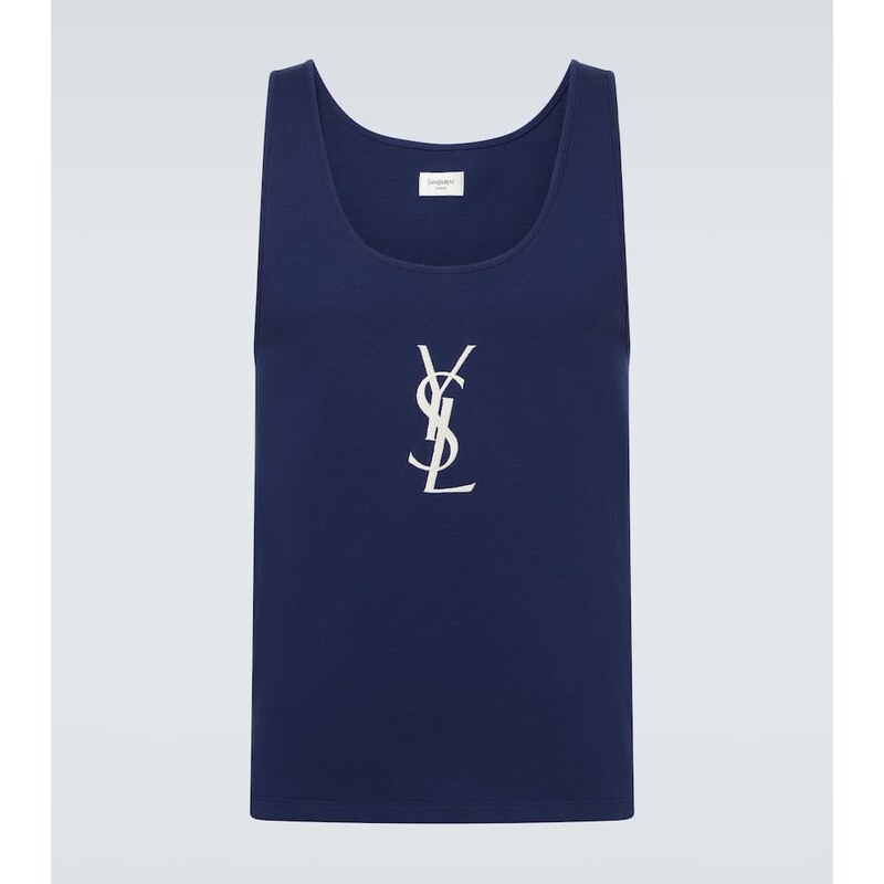 Saint Laurent Cassandre embroidered cotton tank top 68292187