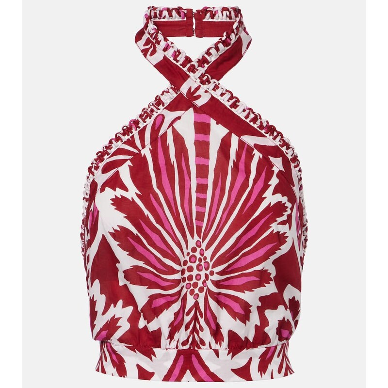 Poupette St Barth Suma floral halterneck cotton top 68007942
