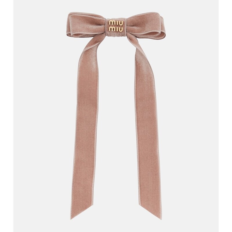 Miu Miu Logo velvet bow hair clip 68283777