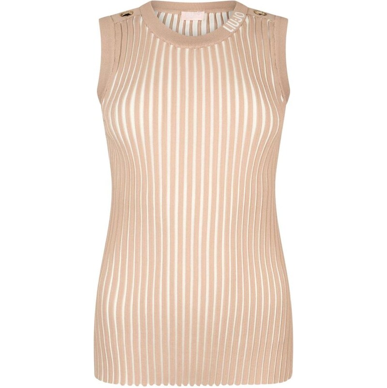 Liu Jo Vyšívaný top béžová / biela ako vlna 67619620