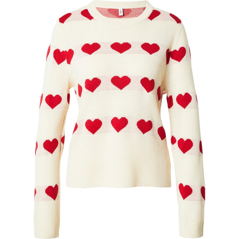 ONLY Sveter ONLELYNA krémová / tmavočervená 67619793
