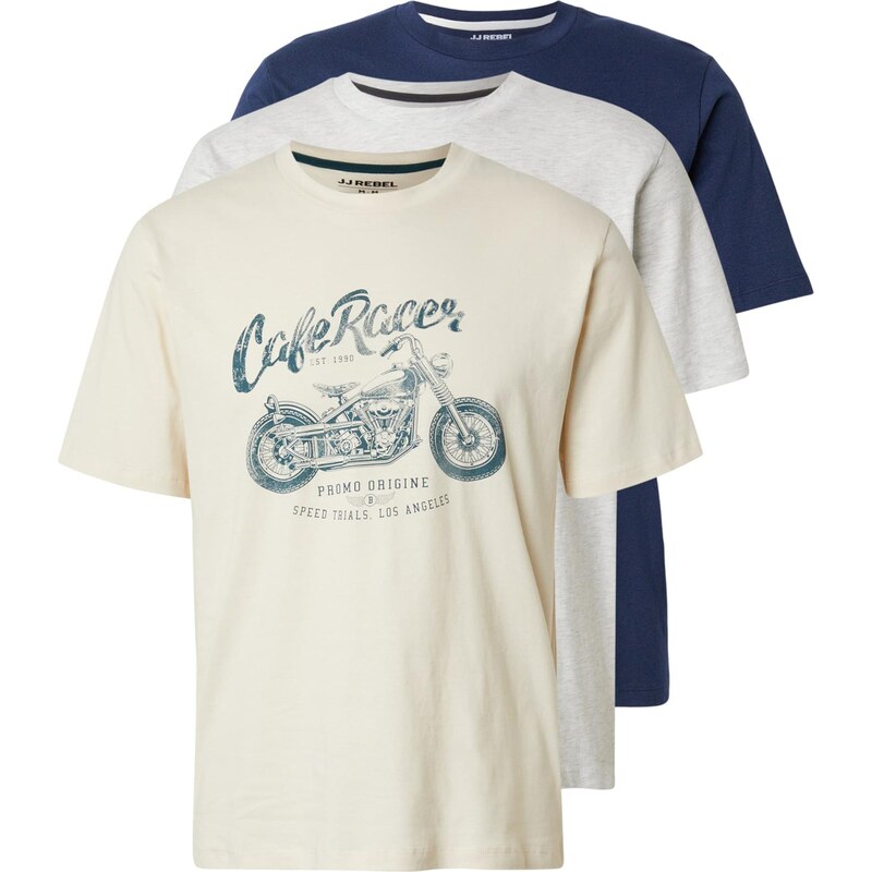 JJ Rebel Tričko JREBMATHEO béžová / námornícka modrá / modrozelená / 67619785