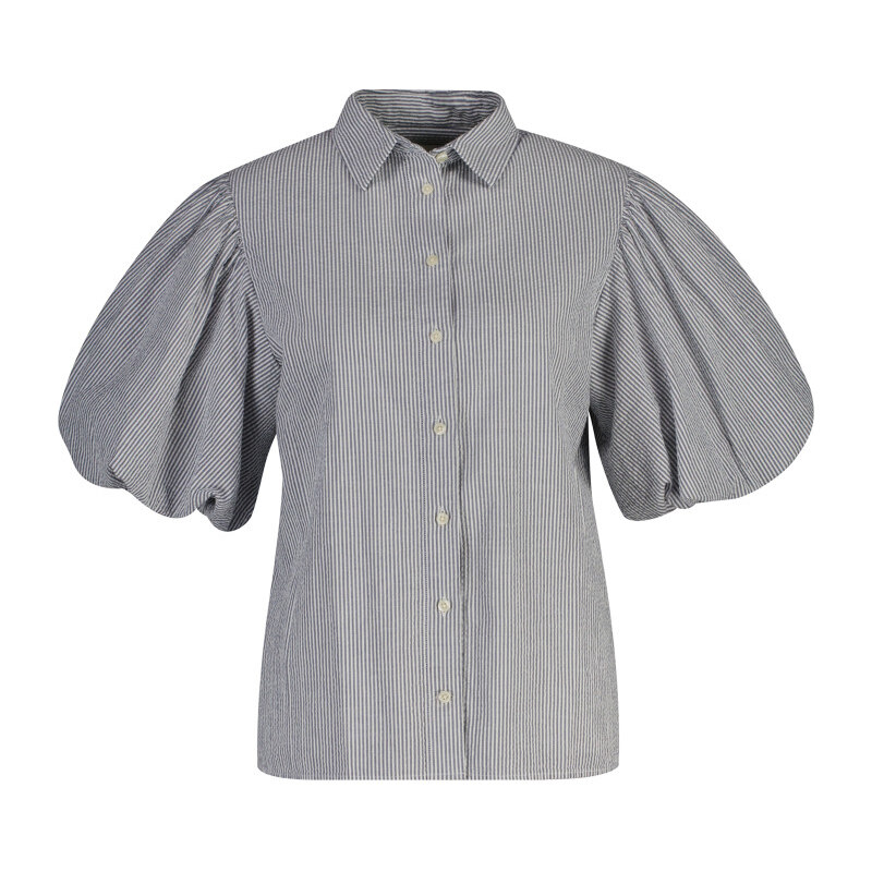 BLÚZKA GANT SEERSUCKER PUFF SLEEVE BLOUSE EVENING BLUE 67611836