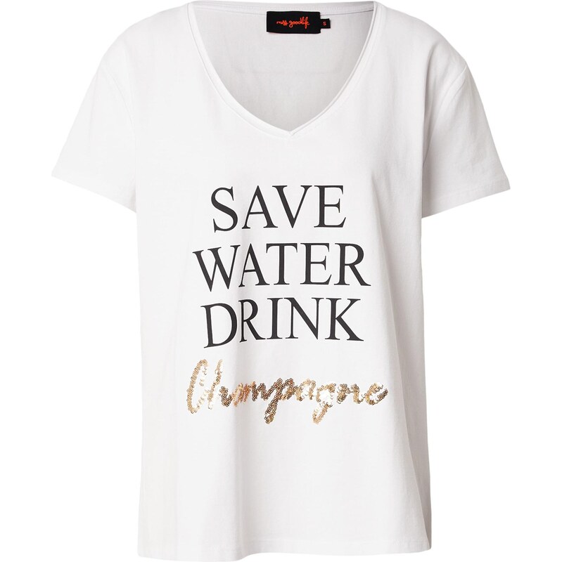 miss goodlife Tričko Save Water Drink zlatá / čierna / biela 67620224