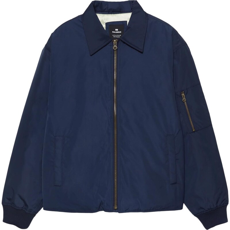 Pull&Bear Prechodná bunda tmavomodrá 67620293