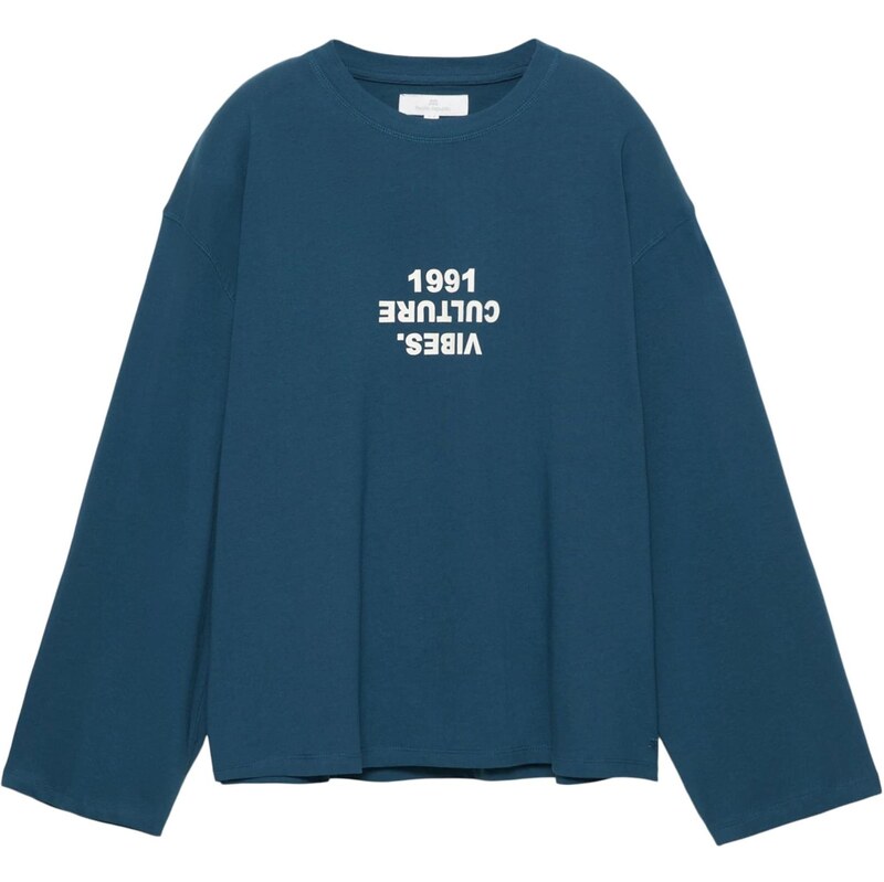 Pull&Bear Tričko STREET petrolejová / biela 67620281