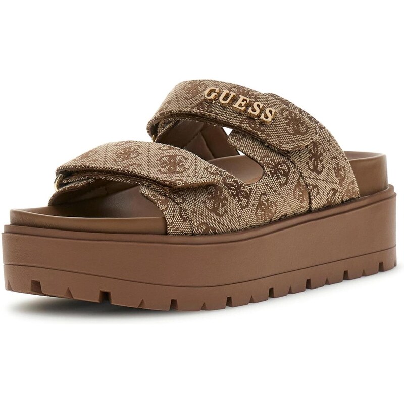 GUESS Šľapky Faxon tmavobéžová / hnedá 67620405