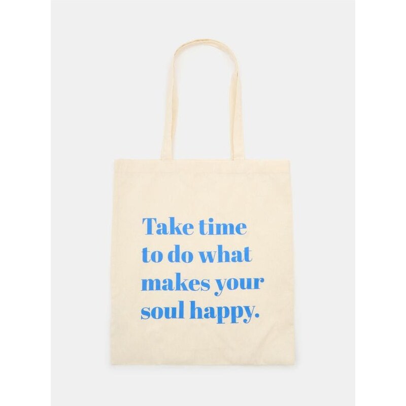 Sinsay - Látková nákupná taška s nápisom - krémová 67611971