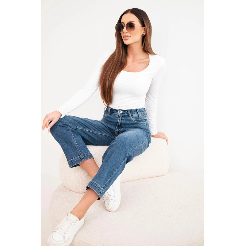 K-Fashion Dámske džínsy s vysokým pásom a širokými nohavicami M.Sara 67620434