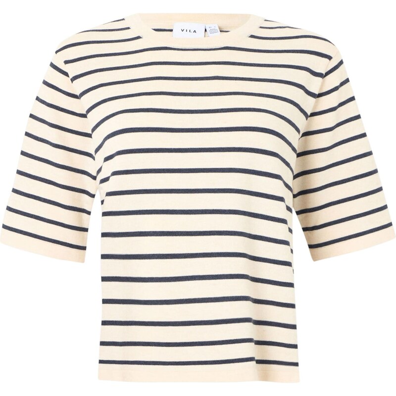 VILA Sveter VIMalu krémová / tmavomodrá 67626744