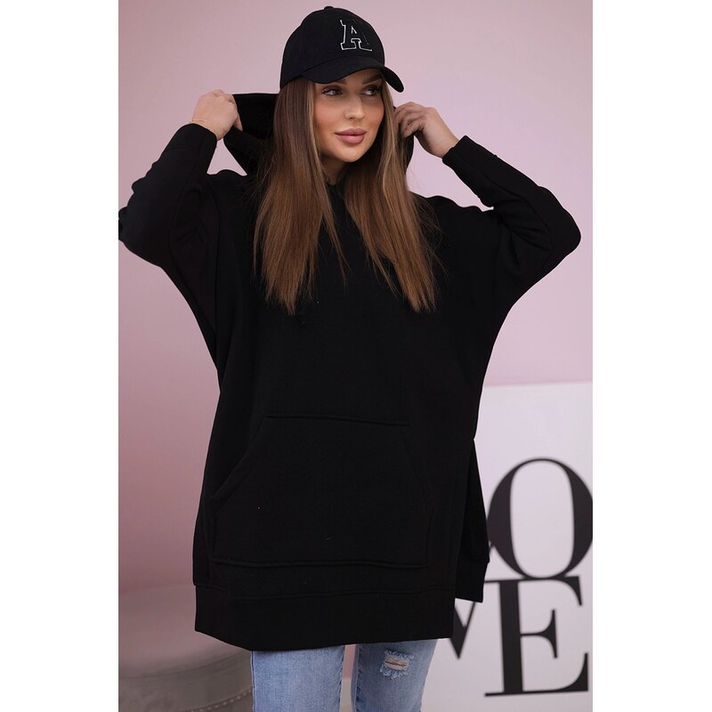 Kesi Zateplená mikina s rozparkami na bokoch čierna 66035855