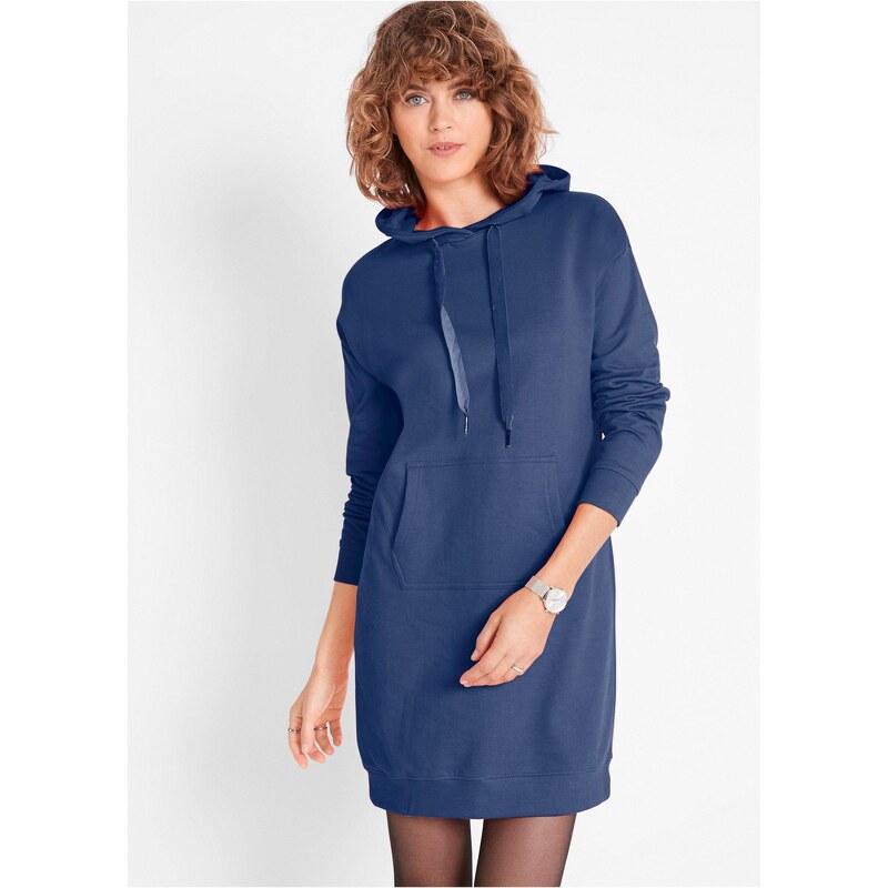 bonprix Mikinové šaty s bio bavlnou, farba modrá 19140498
