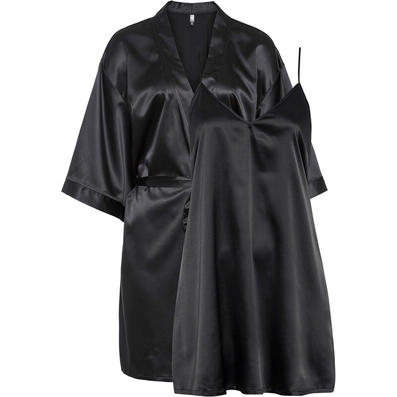 bonprix Kimono a negližé (2-dielna sada), farba čierna 48958201