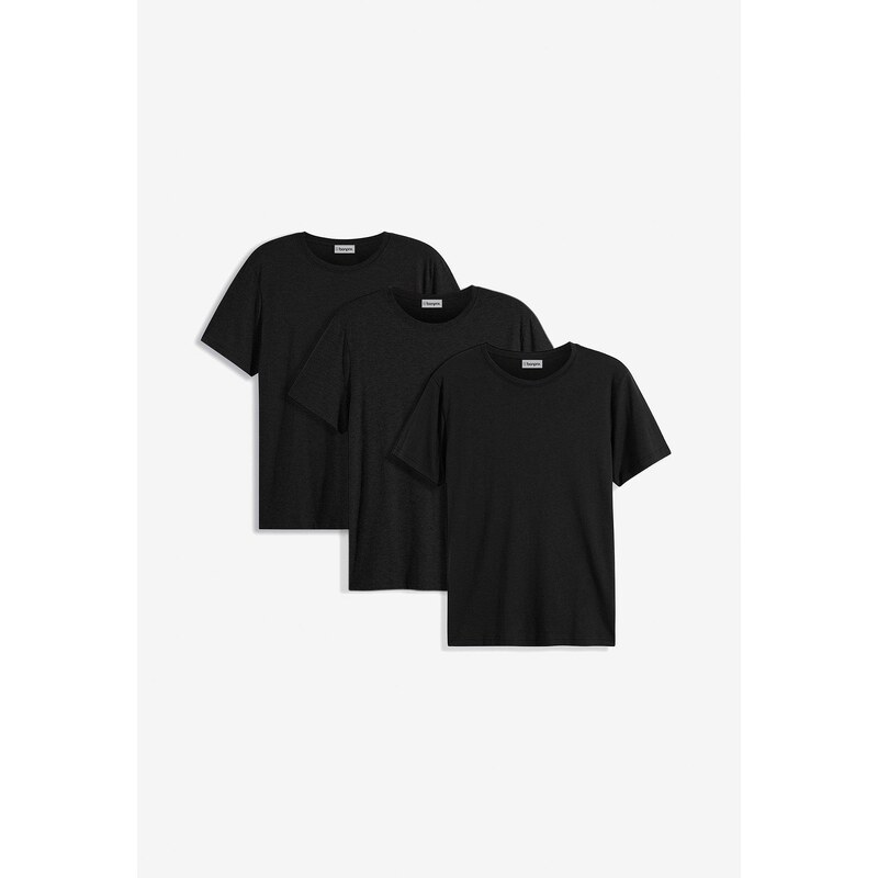 bonprix Tričko (3 ks), farba čierna 44749365
