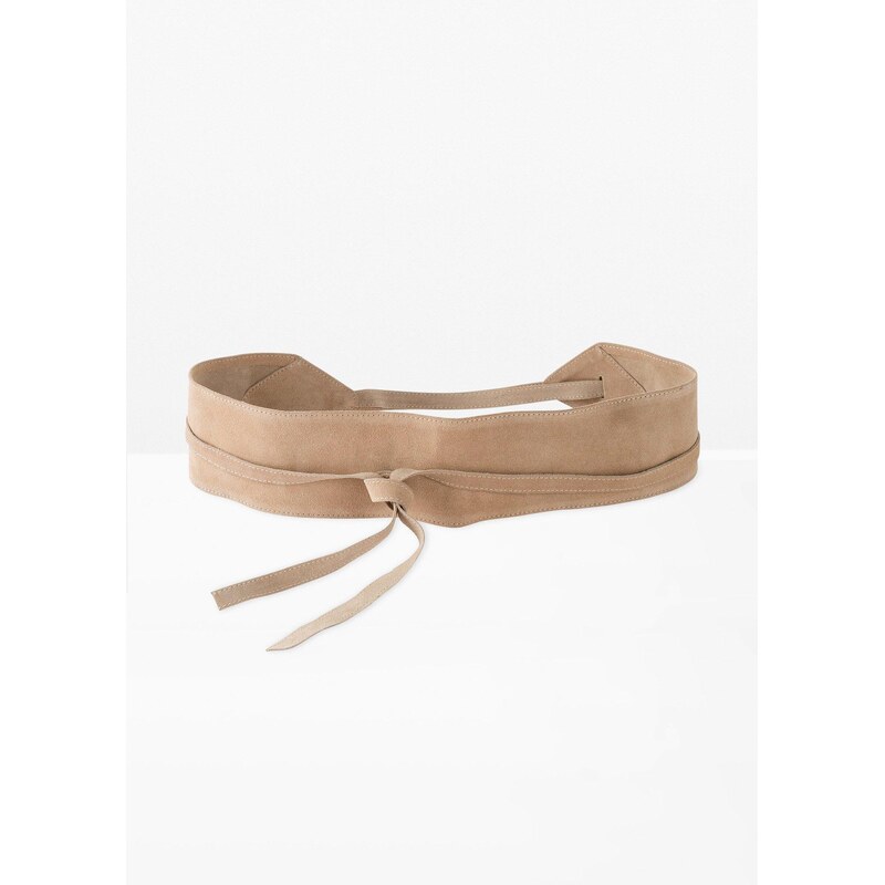 bonprix Kožený opasok na zaviazanie, farba béžová 44812196