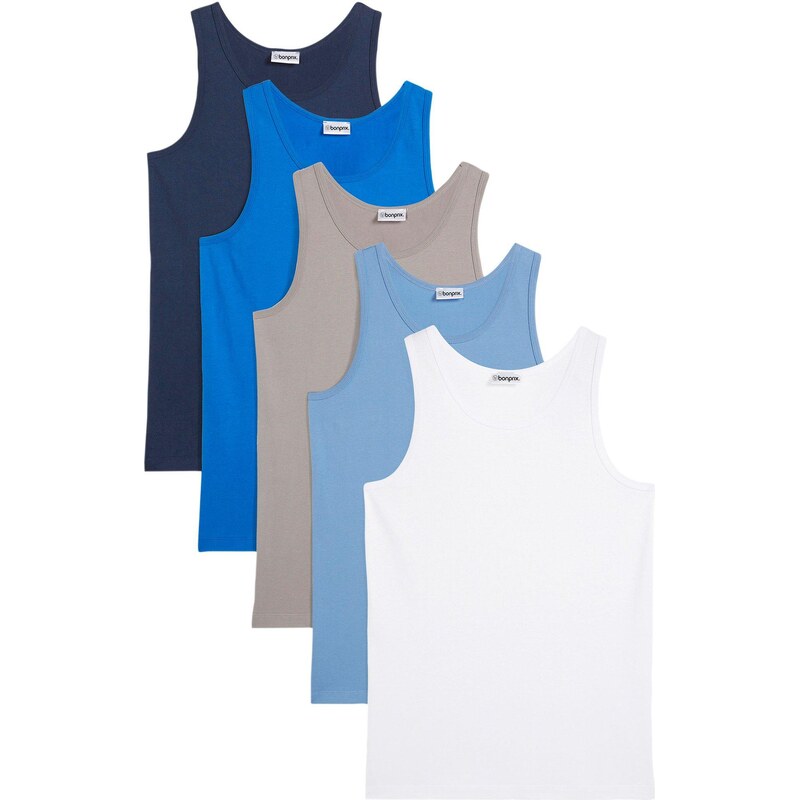 bonprix Tielko s mäkkou bavlnou (5 ks), farba modrá 48373957