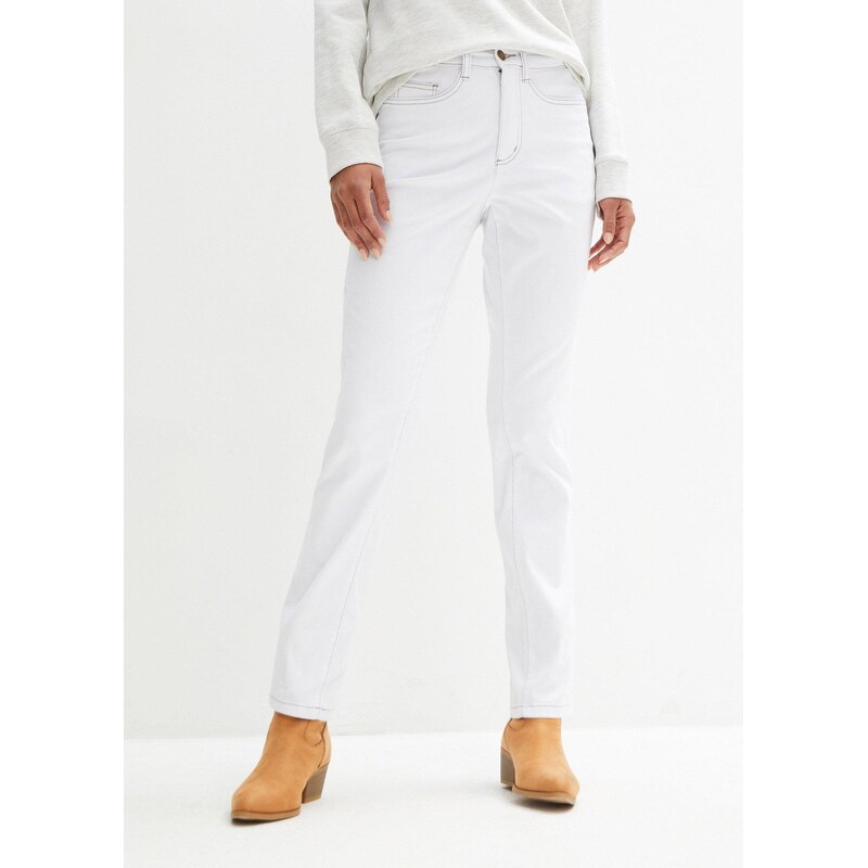 bonprix Strečové džínsy Straight, stredná výška pásu, farba biela 48558126
