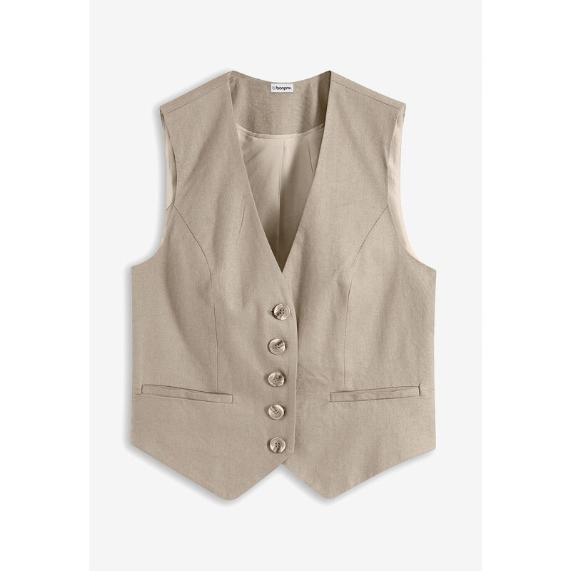 bonprix Vesta z padavého viskózového mixu, farba béžová 51059883