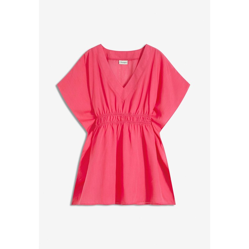 bonprix Plážová tunika, s výstrihom do V, transparentná, farba ružová 63234357