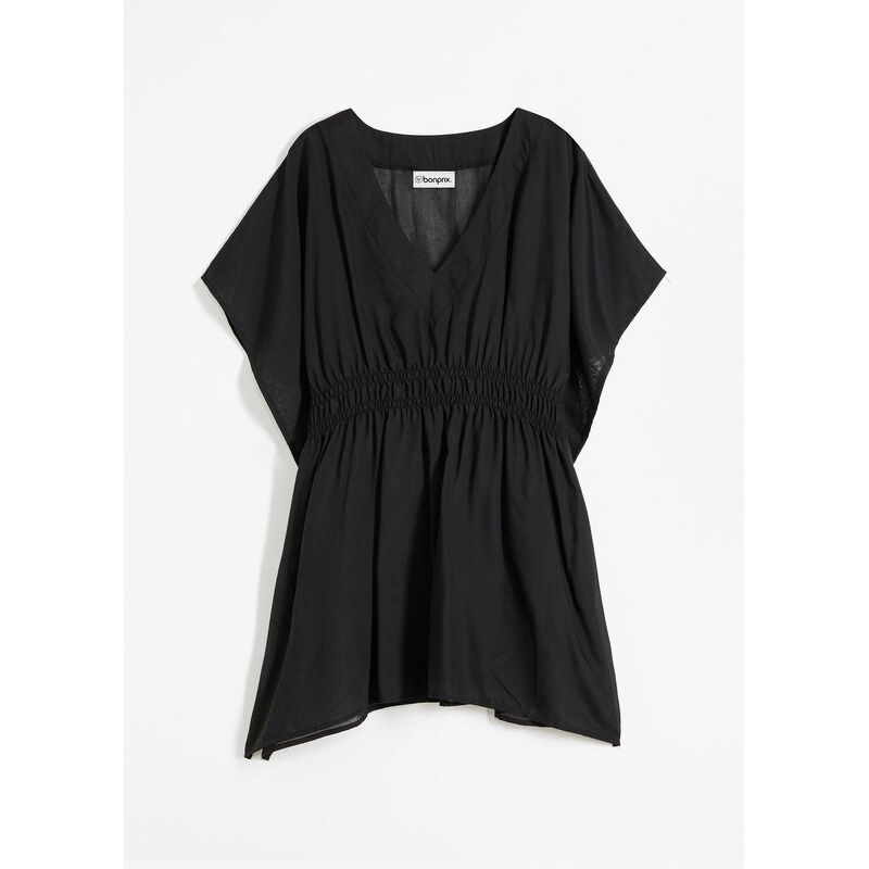 bonprix Plážová tunika, s výstrihom do V, transparentná, farba čierna 44799265
