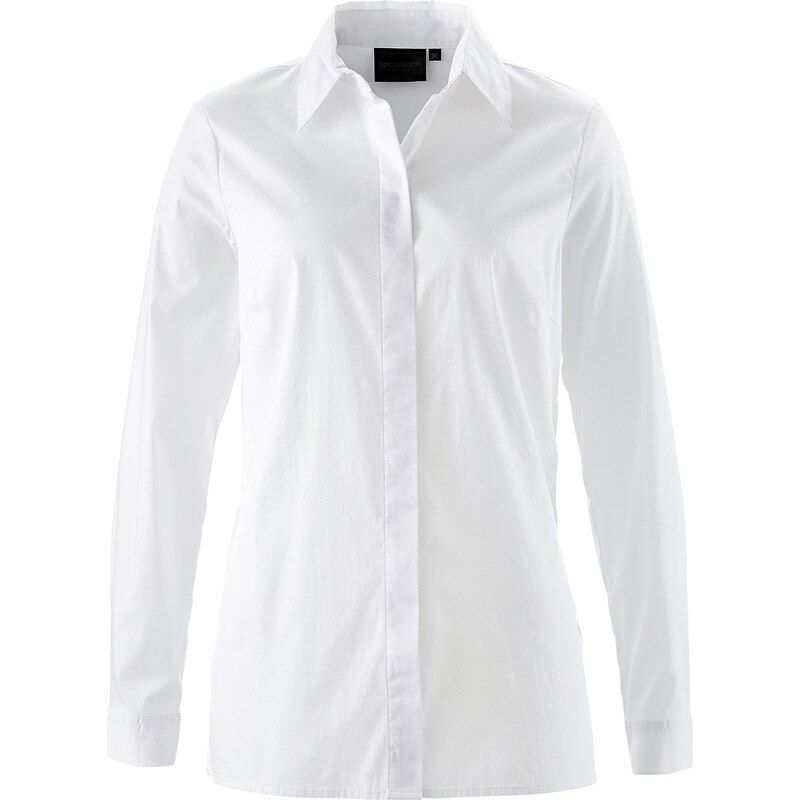 bonprix Dlhá strečová blúzka, farba biela 45853575