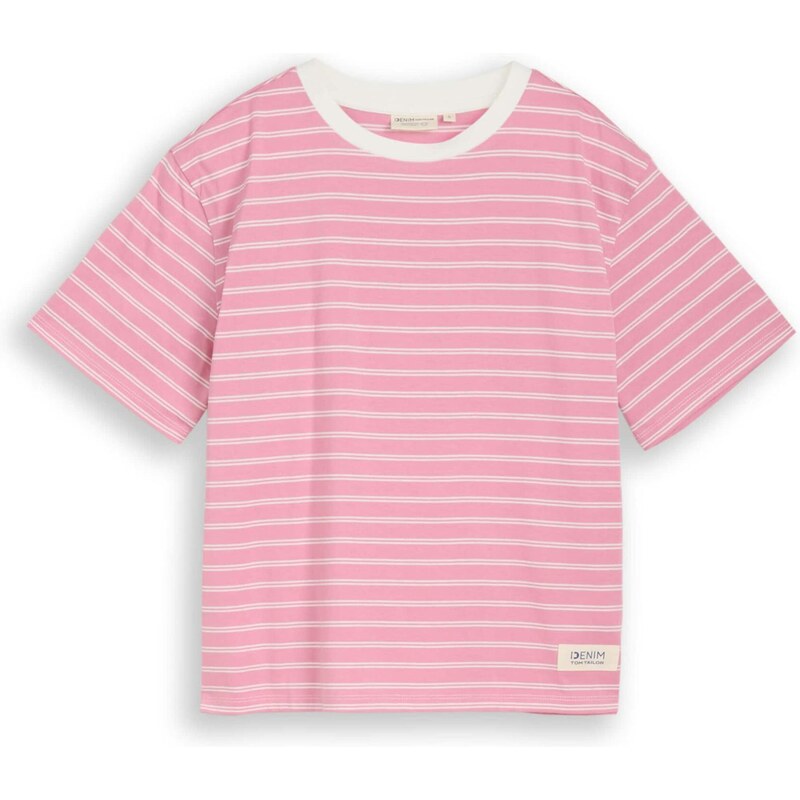 TOM TAILOR DENIM Tričko staroružová / biela 67631558