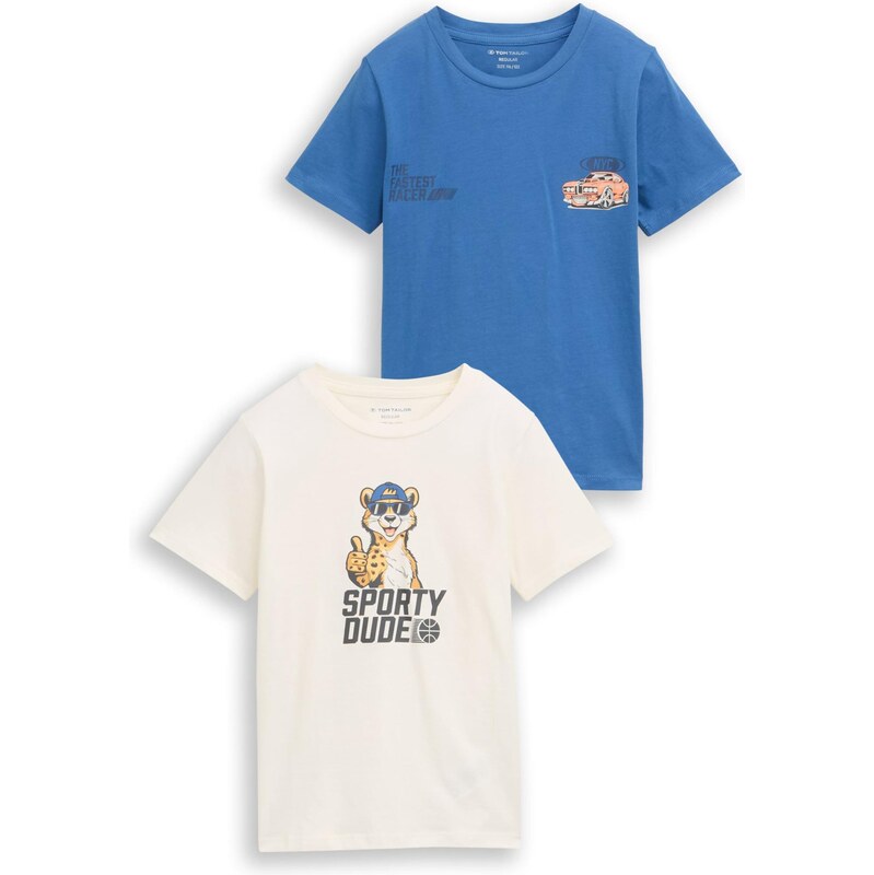 TOM TAILOR Tričko modrá / oranžová / čierna / biela 67631721