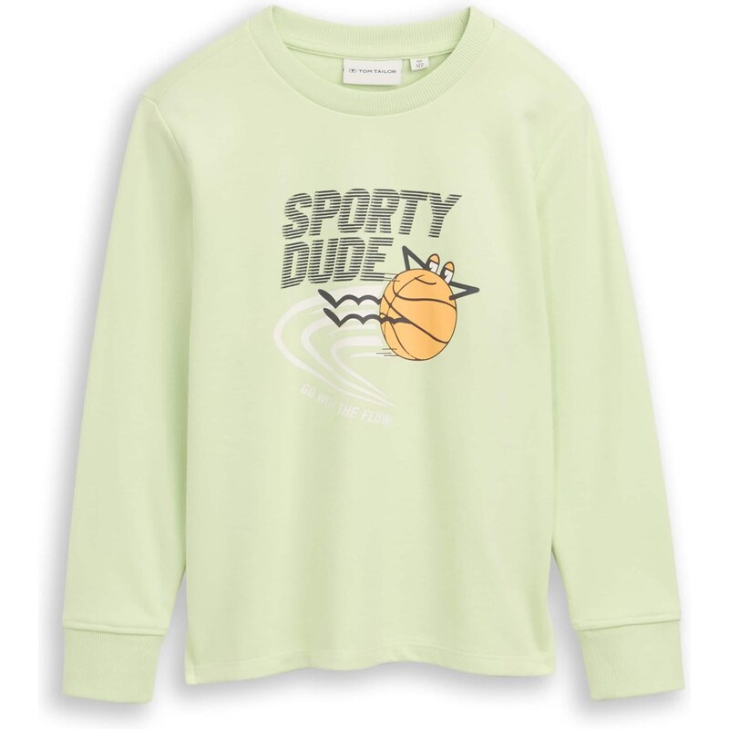 TOM TAILOR Mikina svetlozelená / tmavooranžová / čierna / biela 67631722