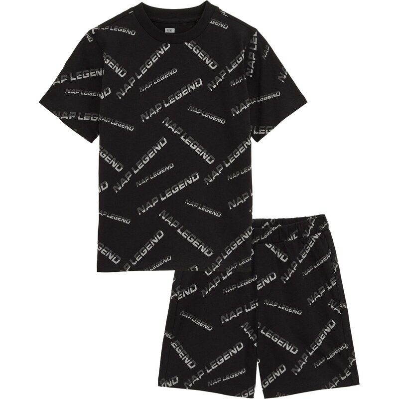 WE Fashion Pyžamo svetlosivá / tmavosivá / čierna 67631731