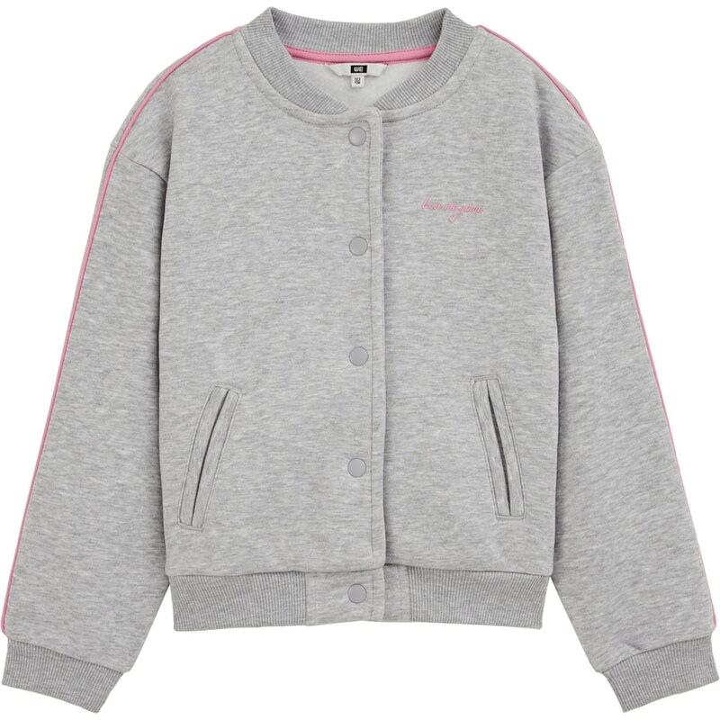 WE Fashion Tepláková bunda svetlosivá / ružová 67631726