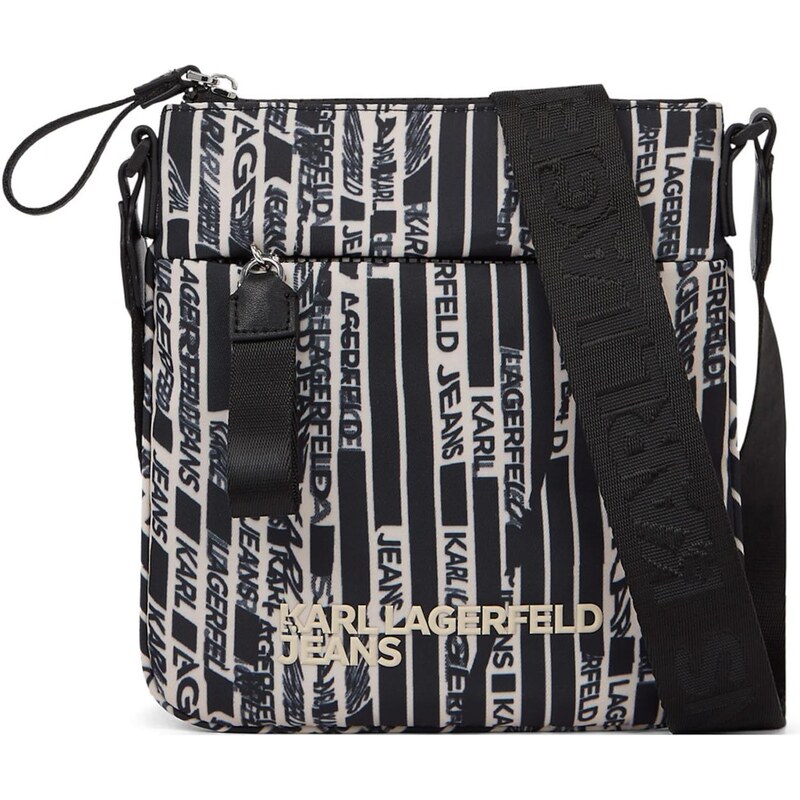 KARL LAGERFELD JEANS Taška cez rameno čierna / šedobiela 67631955