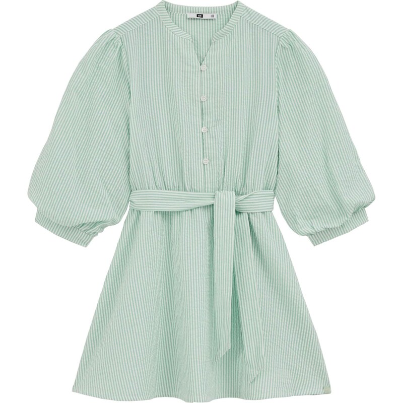 WE Fashion Šaty zelená / biela ako vlna 67632016