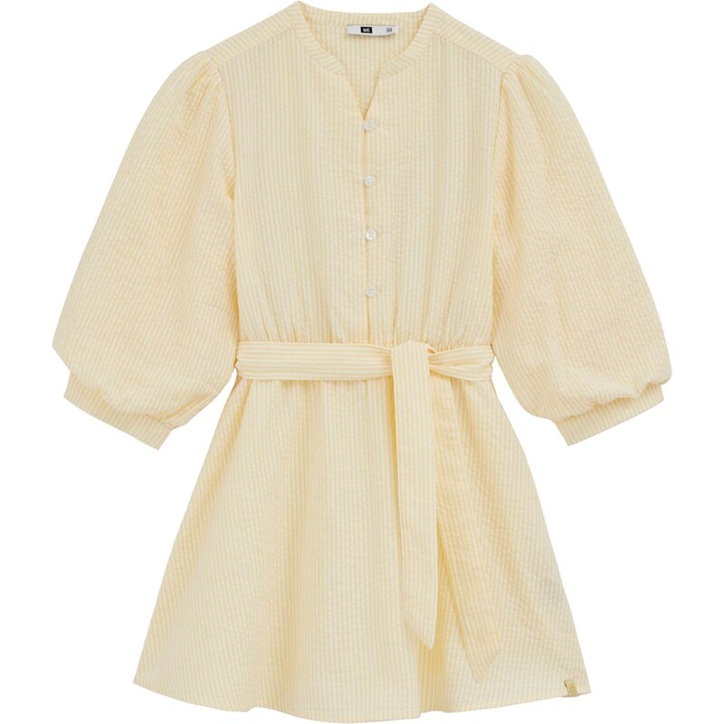 WE Fashion Šaty svetložltá / biela ako vlna 67632017