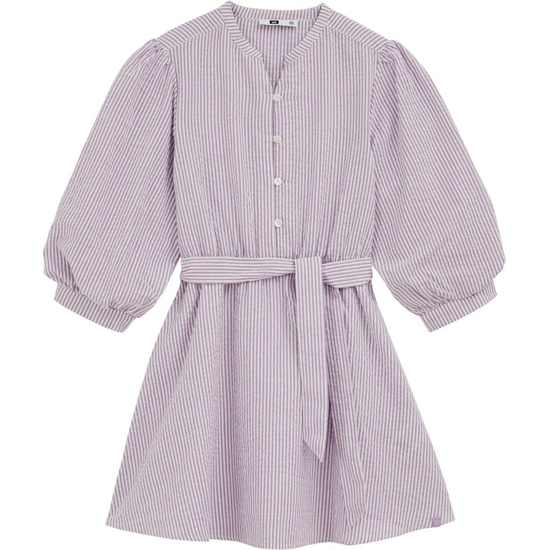 WE Fashion Šaty fialová / biela ako vlna 67632018