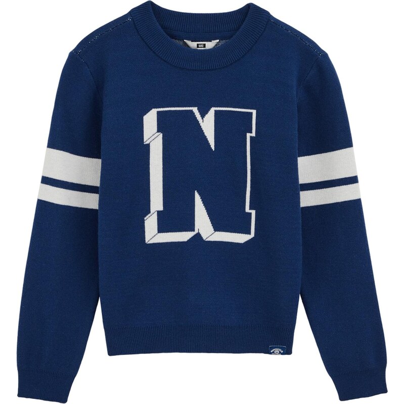 WE Fashion Sveter tmavomodrá / biela 67632038