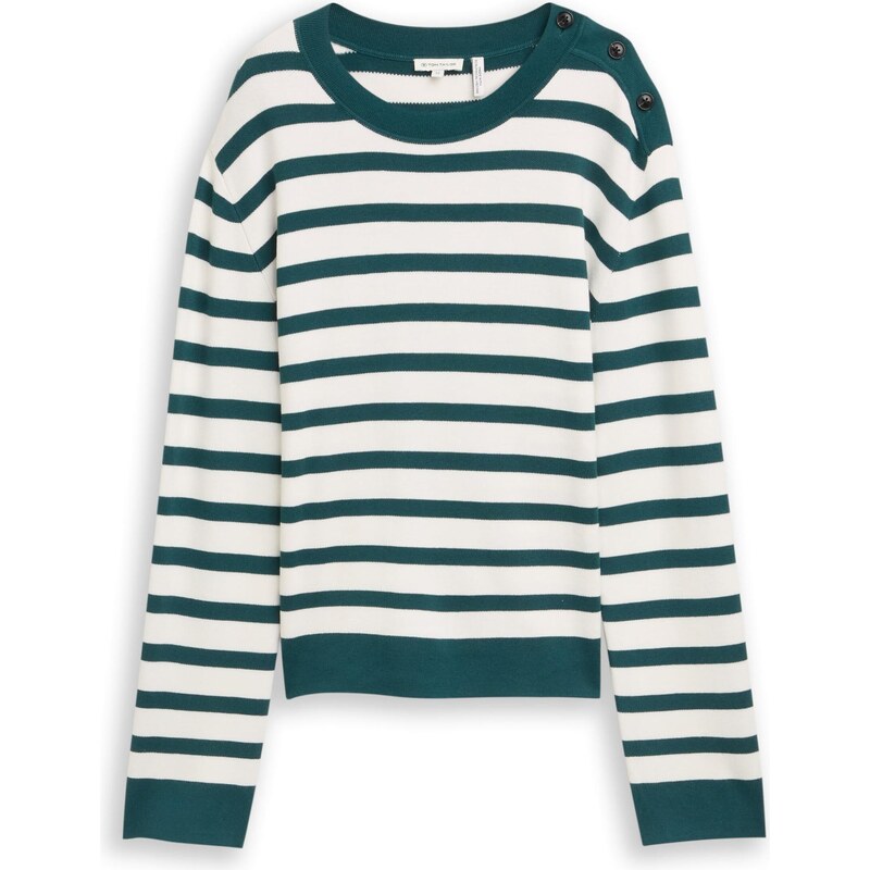 TOM TAILOR Sveter jedľová / biela 67632035