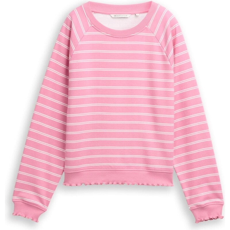 TOM TAILOR DENIM Mikina ružová / prírodná biela 67632052