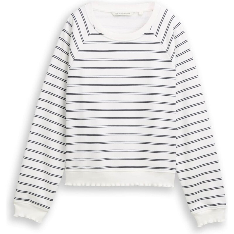 TOM TAILOR DENIM Mikina námornícka modrá / biela 67632053