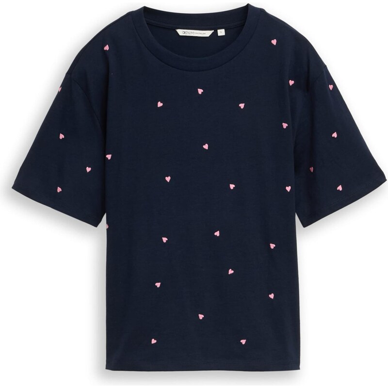 TOM TAILOR DENIM Tričko tmavomodrá / ružová 67632054