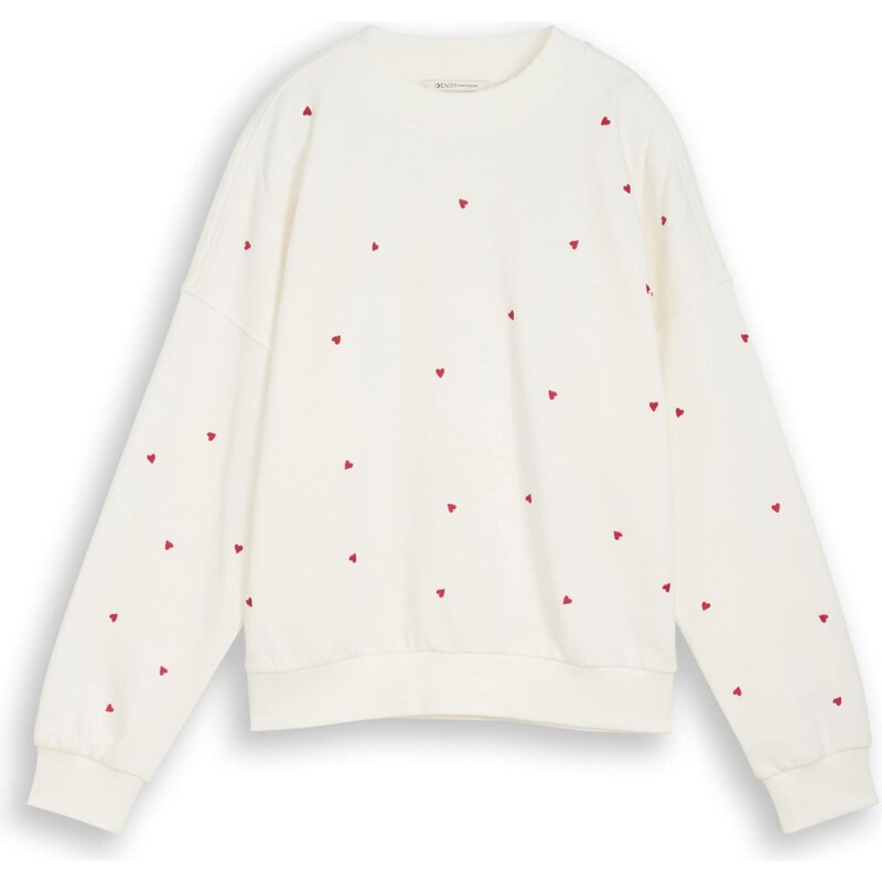 TOM TAILOR DENIM Mikina červená / šedobiela 67632048