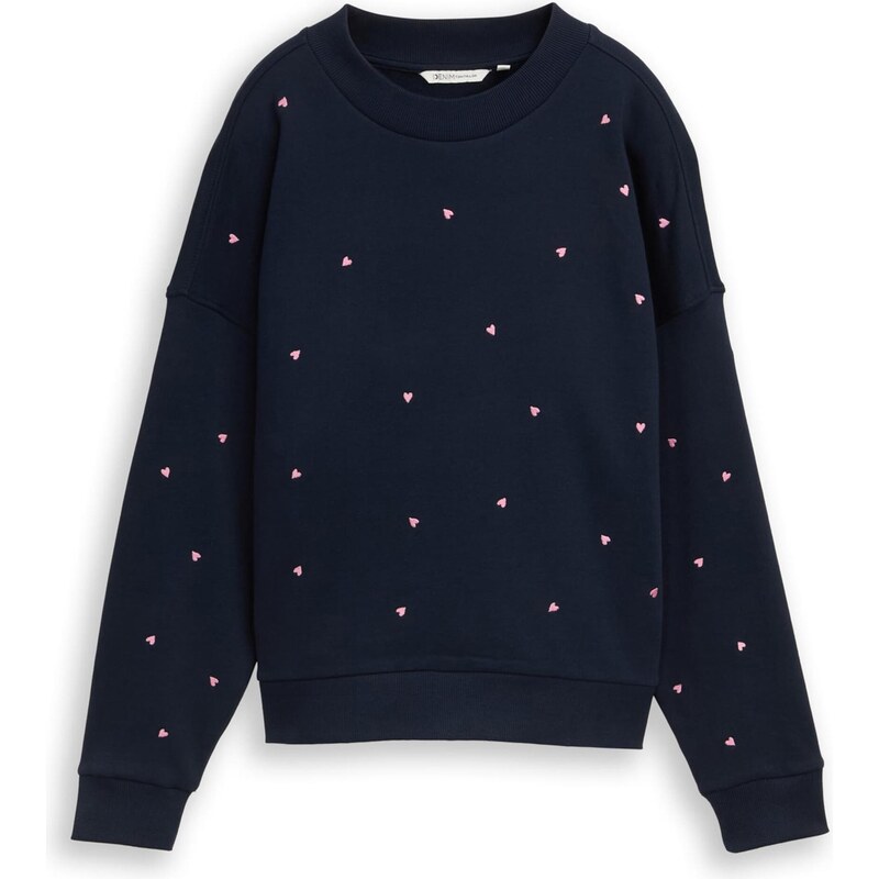 TOM TAILOR DENIM Mikina námornícka modrá / svetloružová 67632061