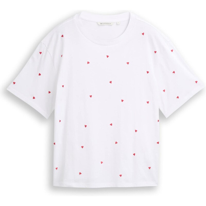 TOM TAILOR DENIM Tričko červená / biela 67632051