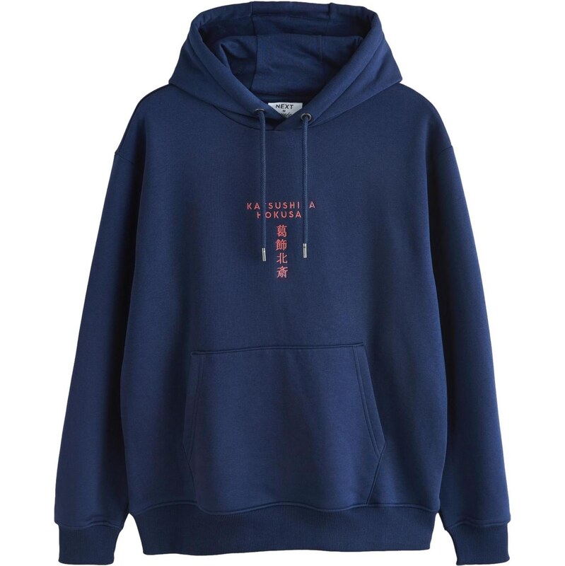 Next Mikina Hokusai námornícka modrá / svetlomodrá / oranžová 67632088