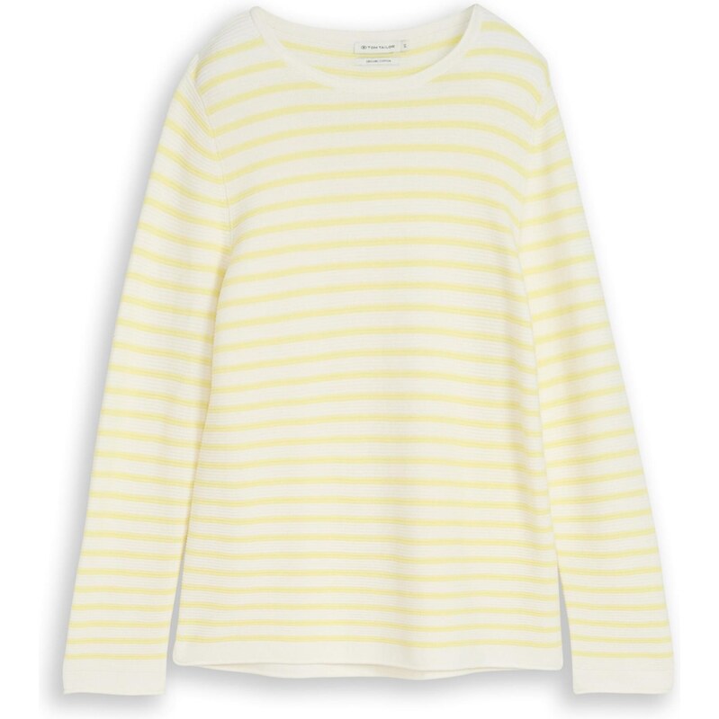 TOM TAILOR Sveter Ottoman limetková / biela 67632103