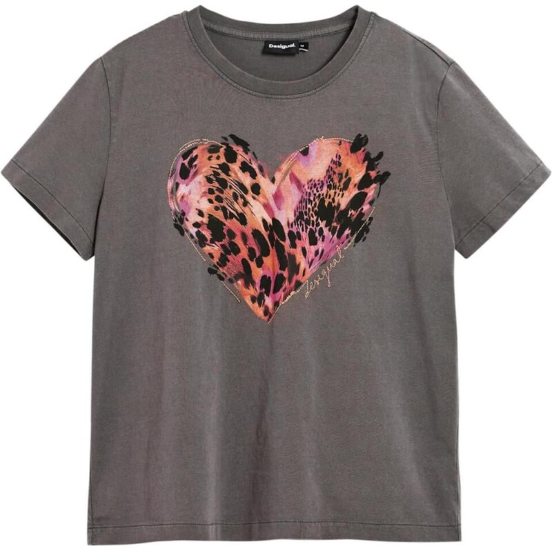 Desigual Tričko tmavosivá / svetloružová / čierna 67632122