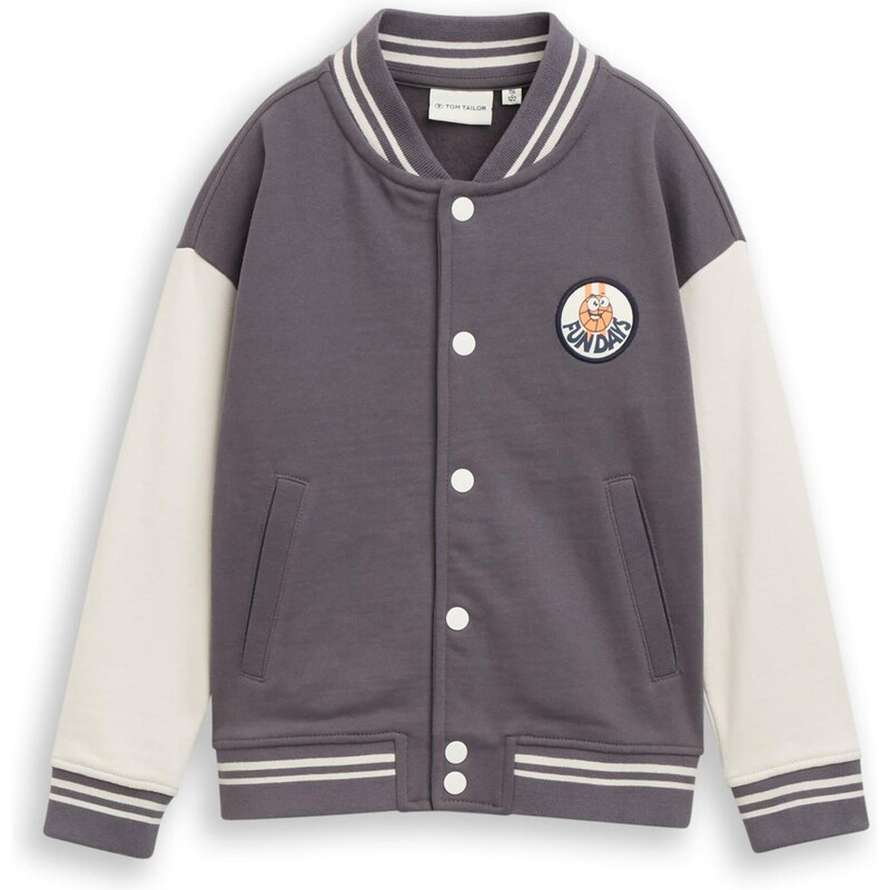 TOM TAILOR Tepláková bunda tmavosivá / oranžová / biela 67632174